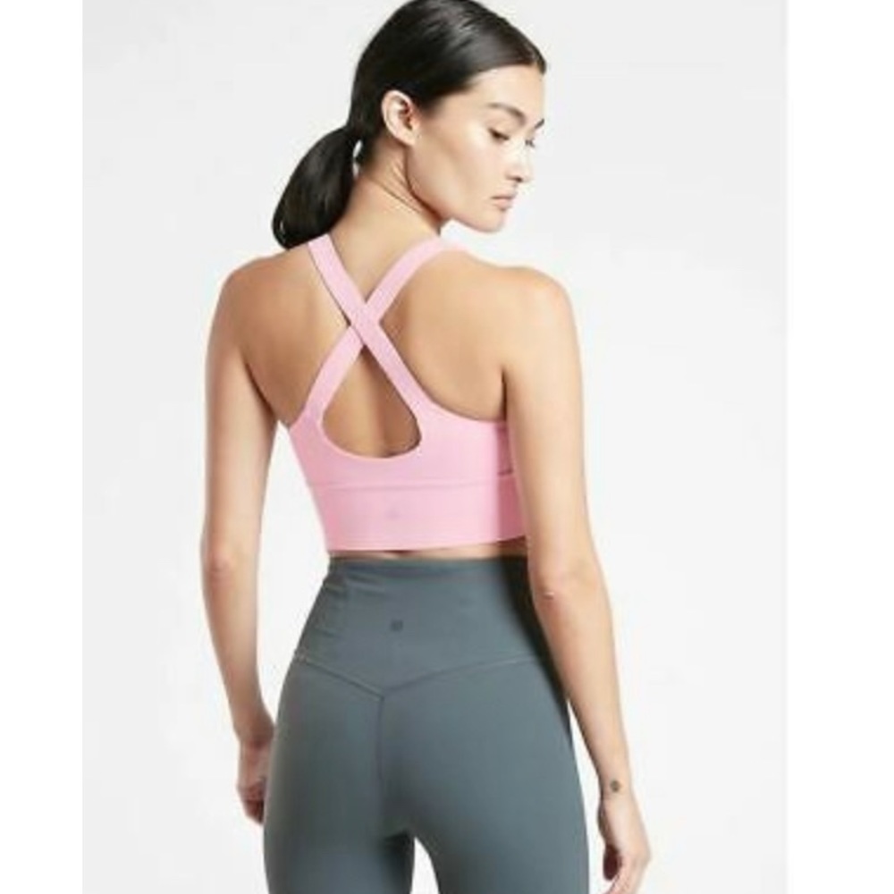Athleta Warrior Longline Bra in baby pink 💗